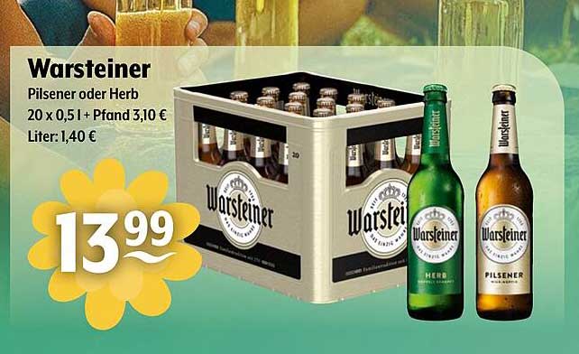 Warsteiner Pilsener oder Herb - 20 x 0,5l für nur 13,99 €