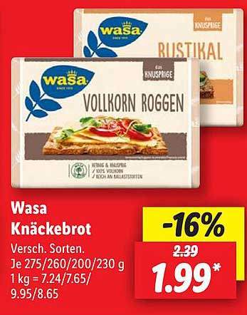 Wasa Knäckebrot - 16% Rabatt auf verschiedene Sorten