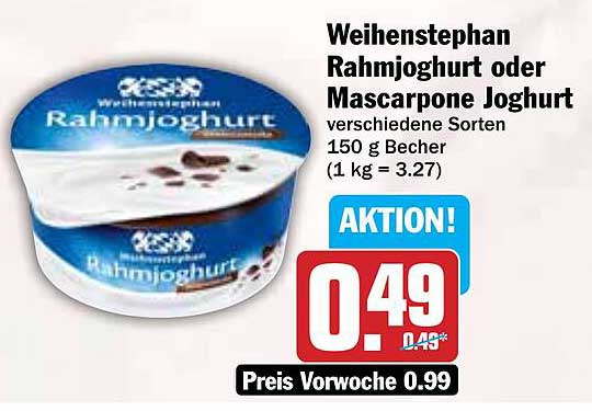 Weihenstephan Rahmjoghurt oder Mascarpone Jogurt - verschiedene Sorten 150 g Becher