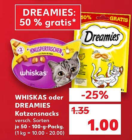 WHISKAS oder DREAMIES Katzensnacks