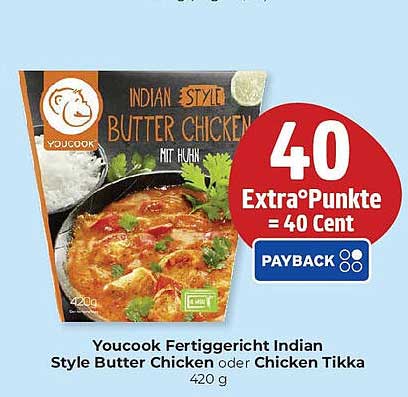 Youcook Fertiggericht Indian Style Butter Chicken oder Chicken Tikka 420 g