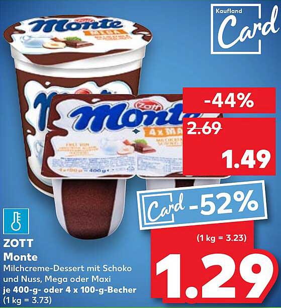 ZOTT Monte Milchcreme-Dessert mit Schoko und Nuss