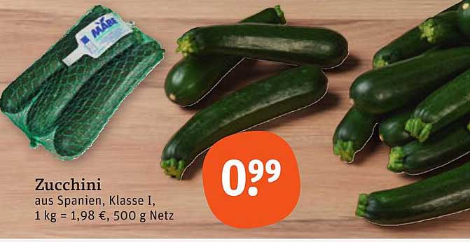 Zucchini aus Spanien, Klasse I, 500 g für nur 0,99 €