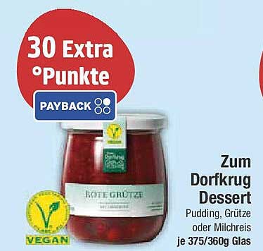 Zum Dorfkrug Dessert Pudding, Grütze oder Milchreis je 375/360g Glas