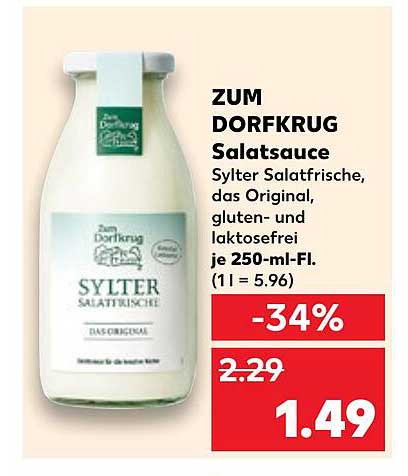 ZUM DORFKRUG Salatsauce Sylter Salatfrische, gluten- und laktosefrei, 250 ml