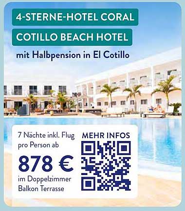 4-STERNE-HOTEL CORAL COTILLO BEACH HOTEL mit Halbpension in El Cotillo
