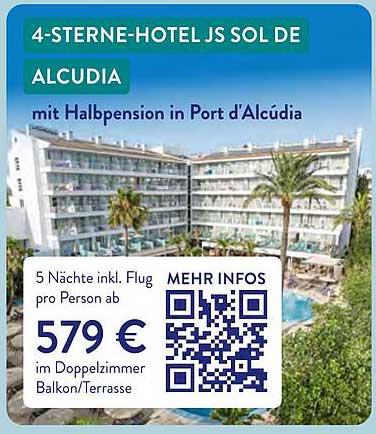 4-STERNE-HOTEL JS SOL DE ALCUDIA mit Halbpension in Port d'Alcúdia