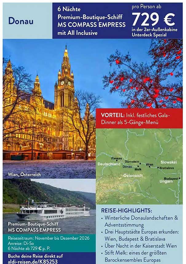 6 Nächte Premium-Boutique-Schiff MS COMPASS EMPRESS mit All Inclusive