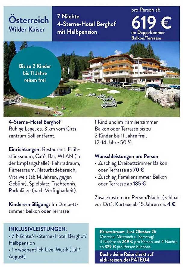 7 Nächte 4-Sterne-Hotel Berghof mit Halbpension
