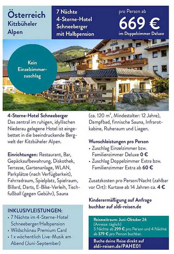 7 Nächte 4-Sterne-Hotel Schneeberger mit Halbpension
