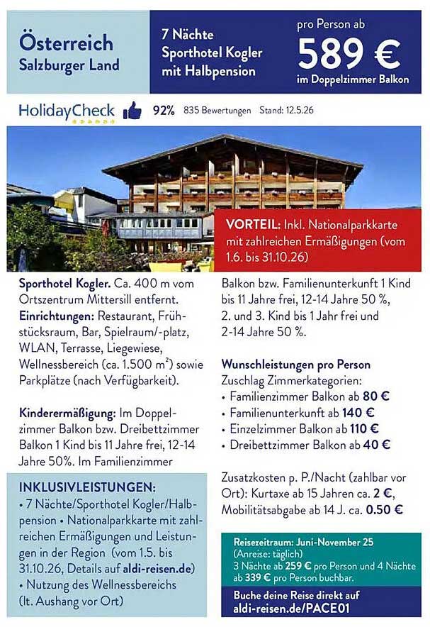 7 Nächte Sporthotel Kogler mit Halbpension