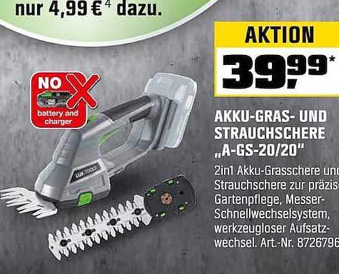 AKKU-GRAS- UND STRAUCHSCHERE „A-GS-20/20“