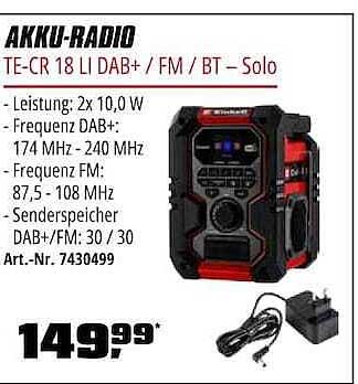 AKKU-RADIO TE-CR 18 Li DAB+ / FM / BT – Solo