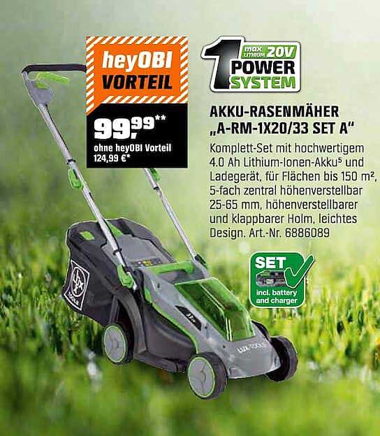 AKKU-RASENMÄHER „A-RM-1X20/33 SET A“