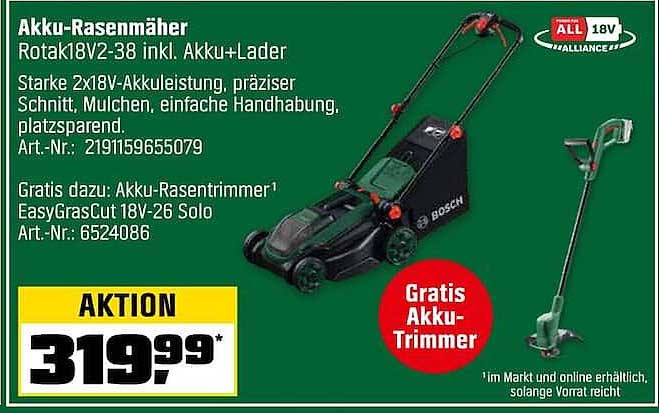 Akku-Rasenmäher Rotak18V2-38 inkl. Akku+Lader