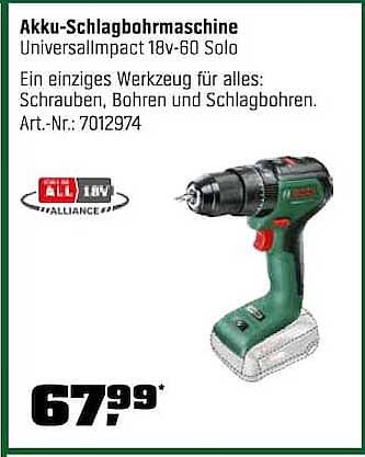 Akku-Schlagbohrmaschine UniversalImpact 18V-60 Solo