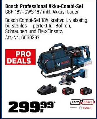 Bosch Professional Akku-Combi-Set GBH 18V+GWS 18V inkl. Akkus, Lader