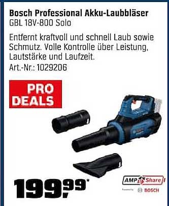 Bosch Professional Akku-Laubbläser GBL 18V-800 Solo