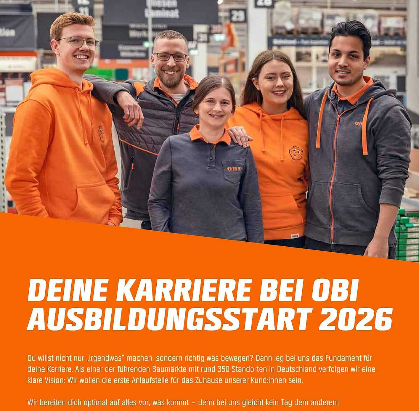DEINE KARRIERE BEI OBI AUSBILDUNGSSTART 2026