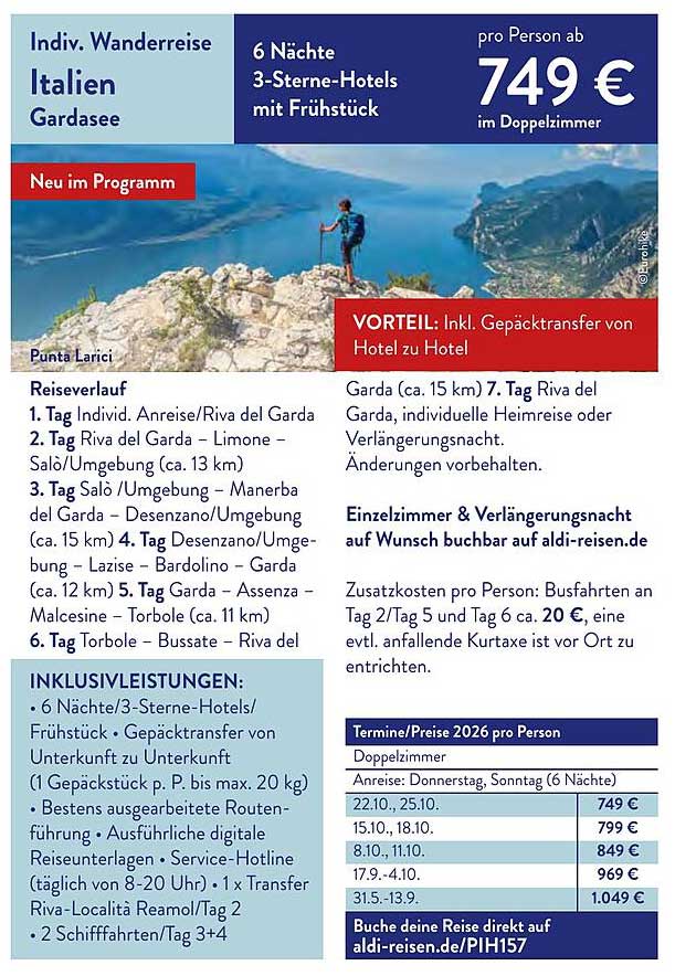 Indiv. Wanderreise Italien Gardasee