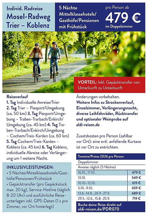 Individ. Radreise Mosel-Radweg Trier – Koblenz