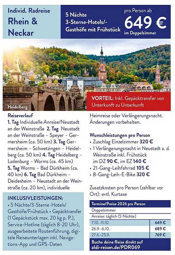 Individ. Radreise Rhein & Neckar