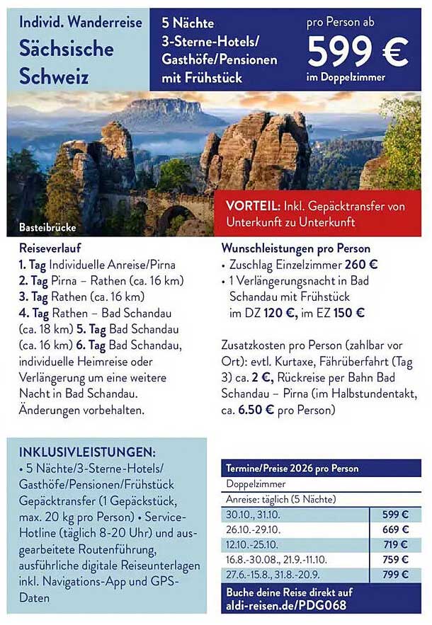 Individ. Wanderreise Sächsische Schweiz