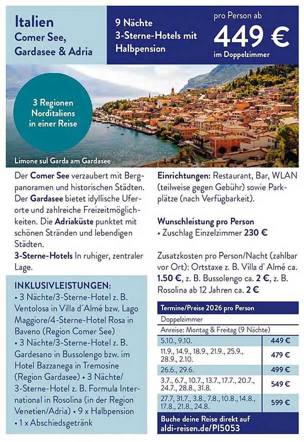 Italien Comer See, Gardasee & Adria