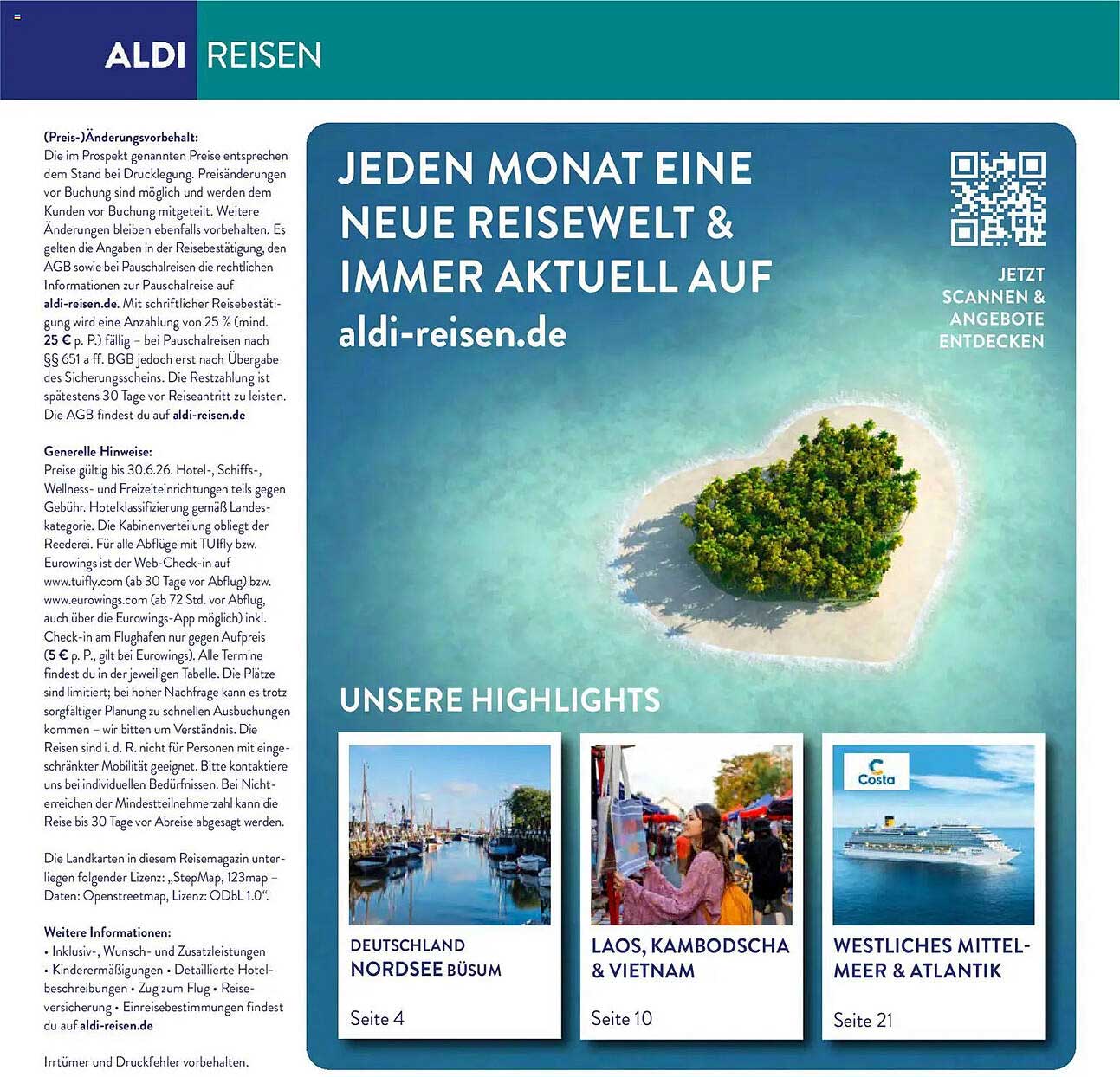 JEDEN MONAT EINE NEUE REISEWELT & IMMER AKTUELL AUF aldi-reisen.de