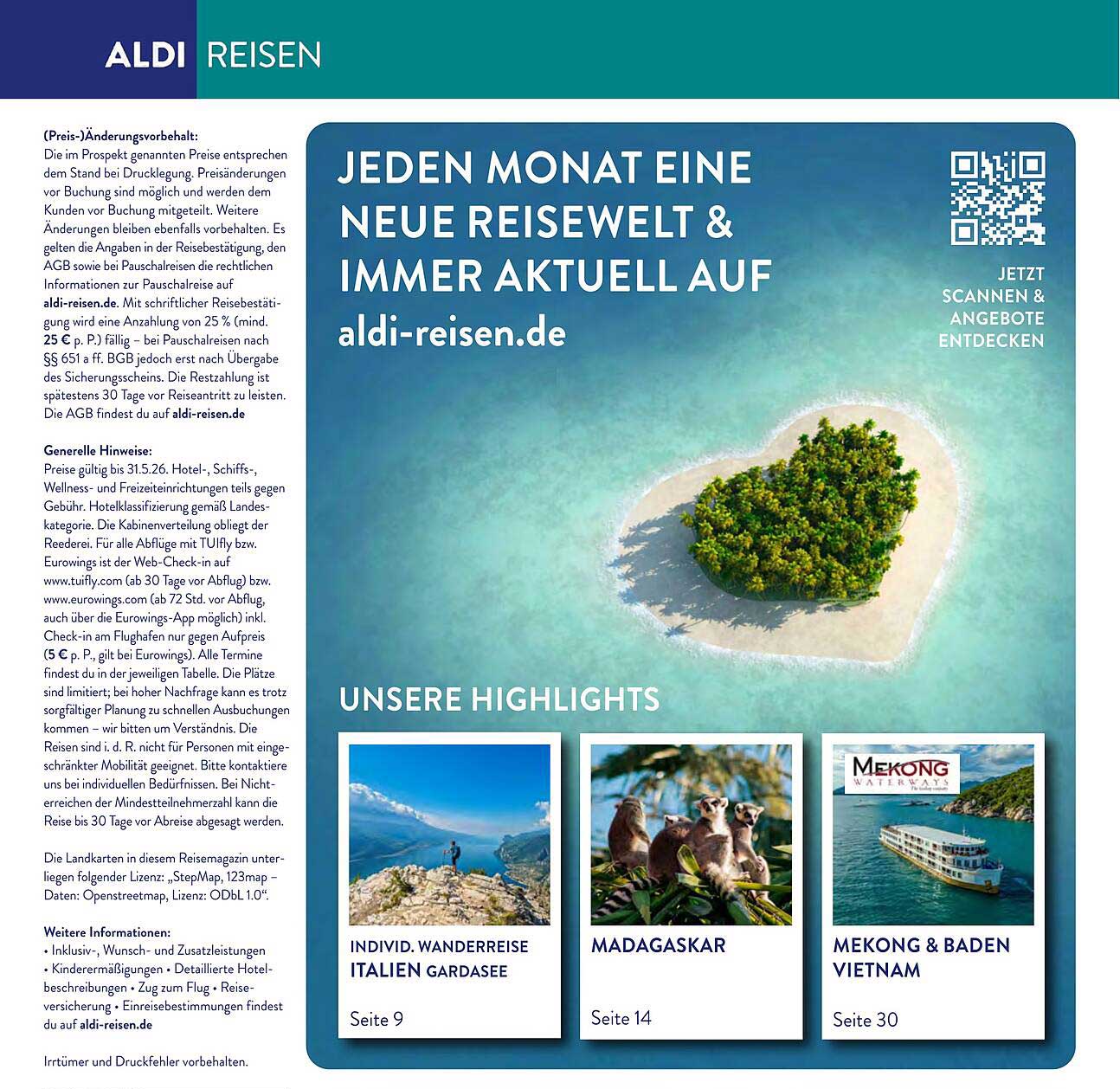 JEDEN MONAT EINE NEUE REISEWELT & IMMER AKTUELL AUF aldi-reisen.de