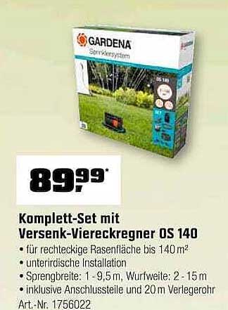 Komplett-Set mit Versenk-Viereckregner OS 140