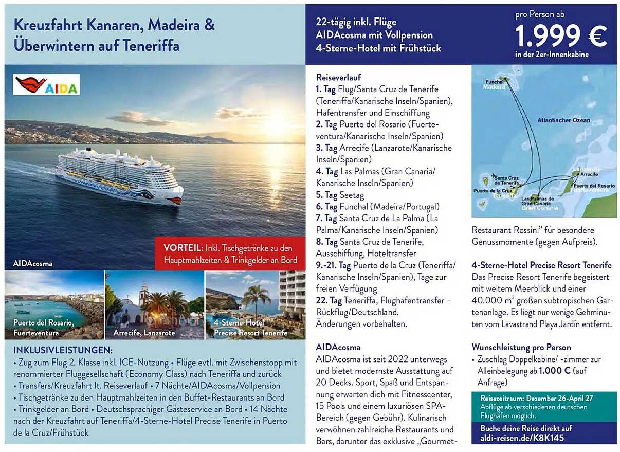 Kreuzfahrt Kanaren, Madeira & Überwintern auf Teneriffa
