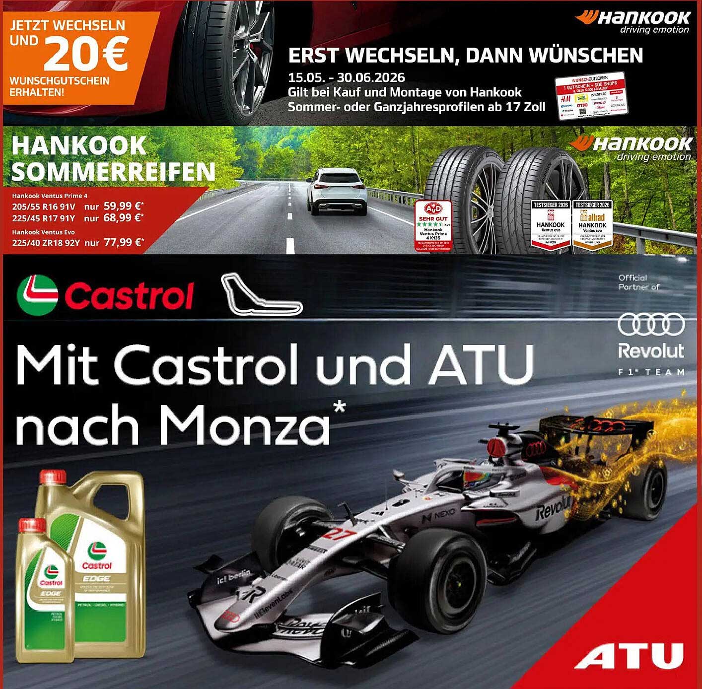 Mit Castrol und ATU nach Monza
