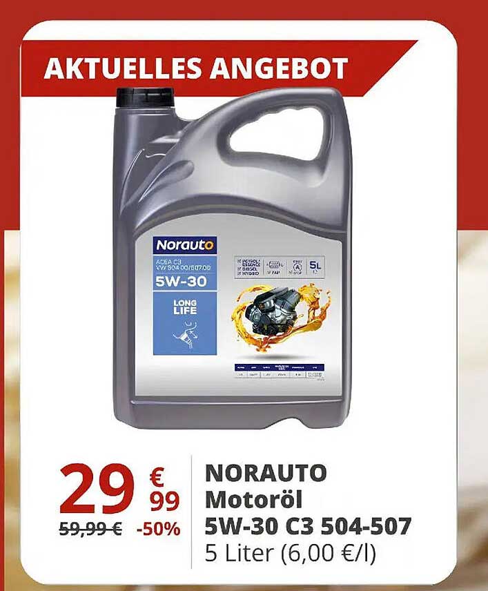 NORAUTO Motoröl 5W-30 C3 504-507 5 Liter (6,00 €/l)