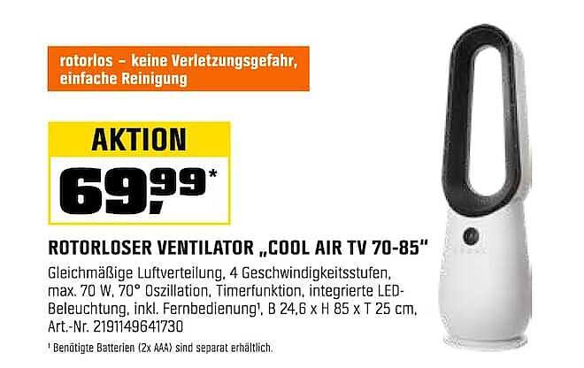 ROTORLOSER VENTILATOR „COOL AIR TV 70-85“