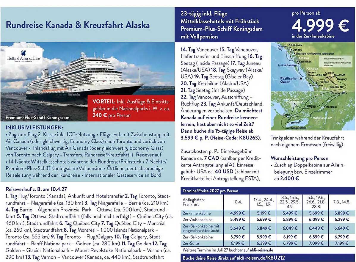 Rundreise Kanada & Kreuzfahrt Alaska