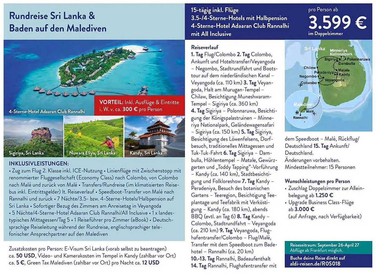 Rundreise Sri Lanka & Baden auf den Malediven