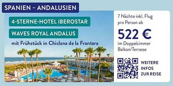 SPANIEN - ANDALUSIEN 4-STERNE-HOTEL IBEROSTAR WAVES ROYAL ANDALUS mit Frühstück in Chiclana de la Frontera