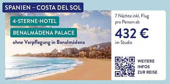 SPANIEN – COSTA DEL SOL 4-STERNE-HOTEL BENALMÁDENA PALACE ohne Verpflegung in Benalmádena