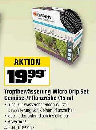 Tropfbewässerung Micro Drip Set Gemüse-/Pflanzreihe (15 m)