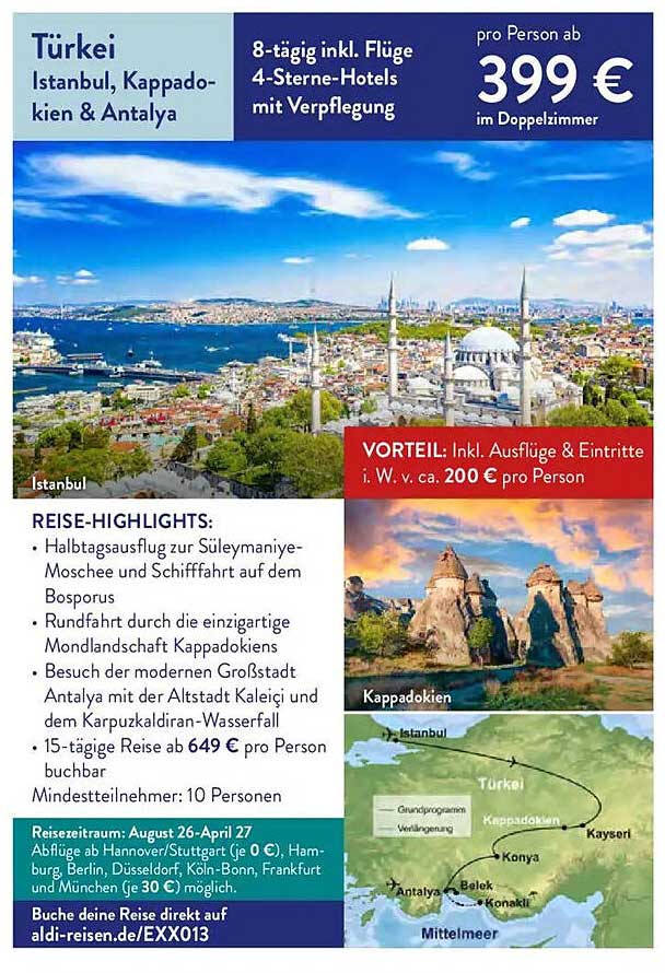 Türkei Istanbul, Kappadokien & Antalya