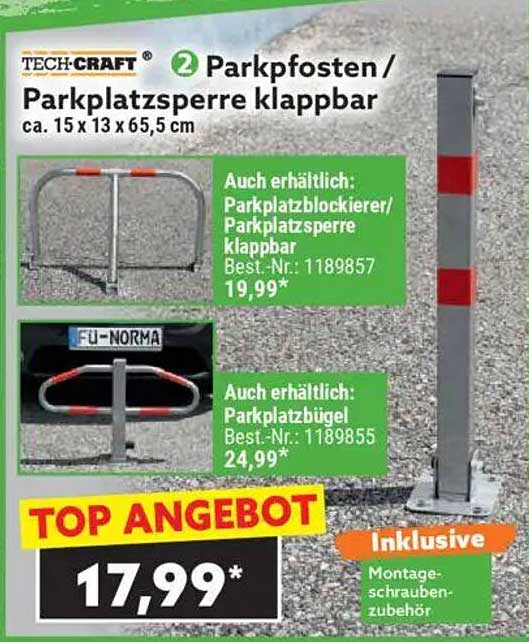 2 Parkpfosten / Parkplatzsperre klappbar