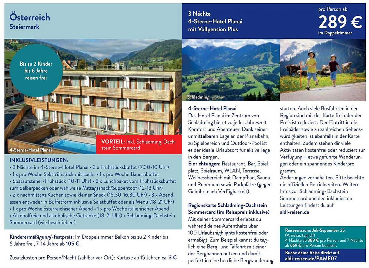 3 Nächte im 4-Sterne-Hotel Planai mit Vollpension Plus