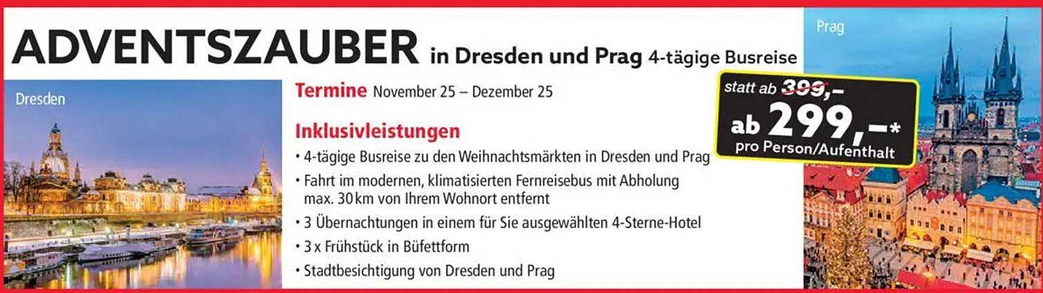 ADVENTSZAUBER in Dresden und Prag - 4-tägige Busreise