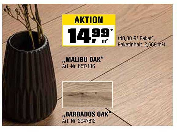 Aktion: Laminat "Malibu Oak" und "Barbados Oak"