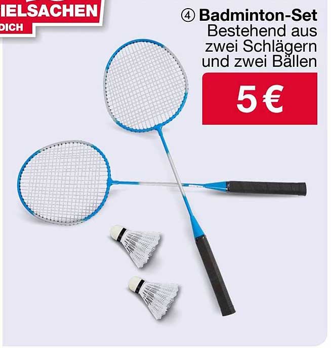 Badminton-Set bestehend aus zwei Schlägern und zwei Bällen