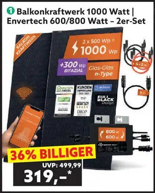 Balkonkraftwerk 1000 Watt | Envertech 600/800 Watt – 2er-Set