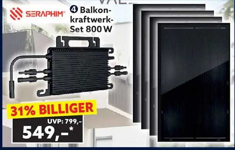 Balkonkraftwerk-Set 800 W - 31% Billiger!