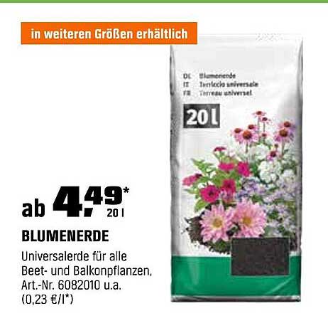 BLUMENERDE 20L - Universalerde für alle Beet- und Balkonpflanzen