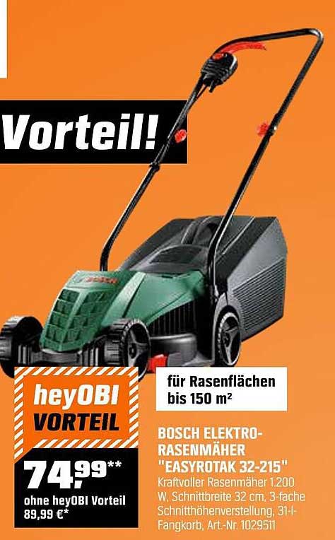 BOSCH ELEKTRO-RASENMÄHER "EASYROTAK 32-215" - Für Rasenflächen bis 150 m²